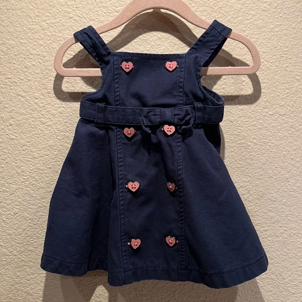 Gymboree Smart Kitty Navy Pink Heart Jumper Dress Size 3-6 Months
